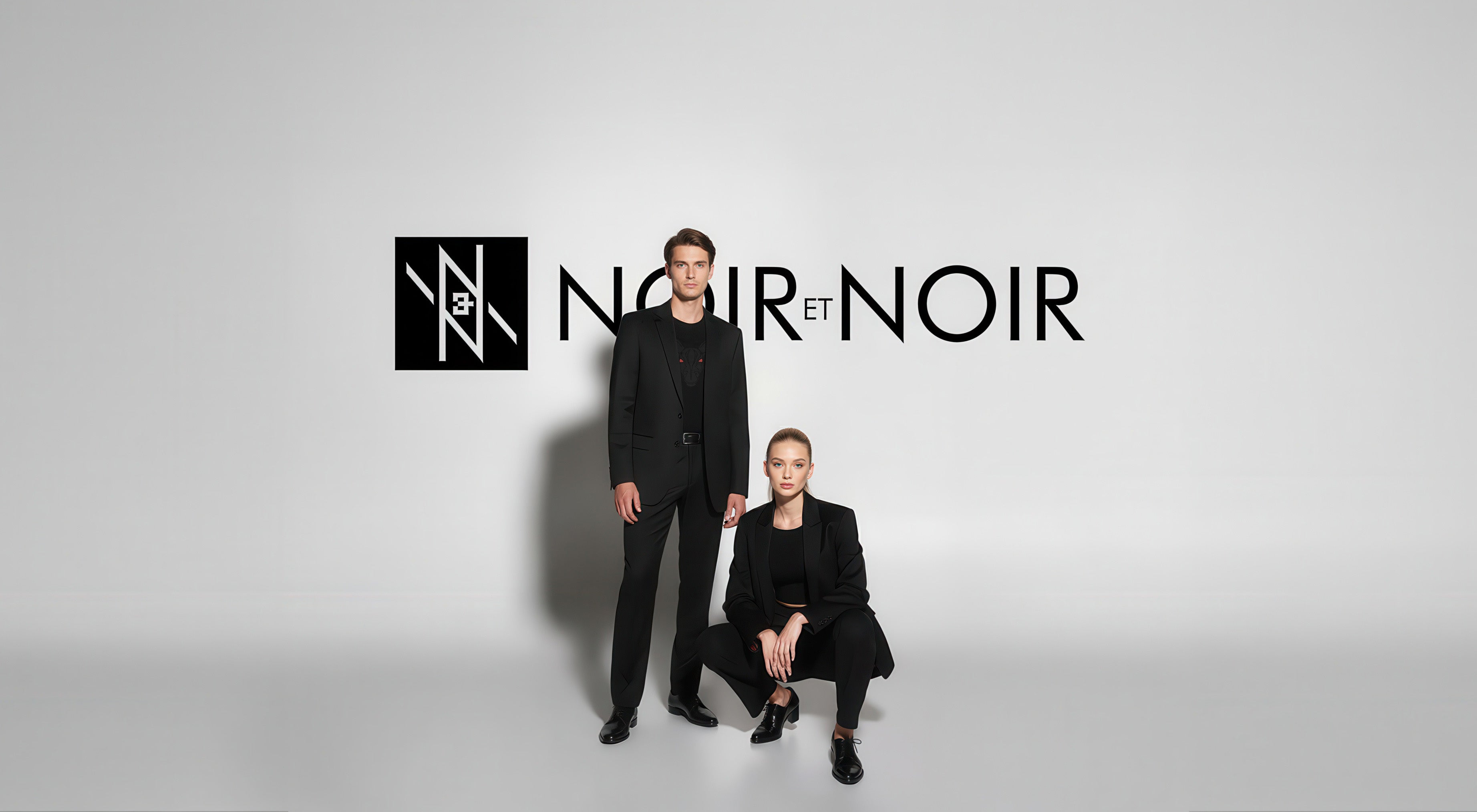 Noir et Noir all black business suit wide