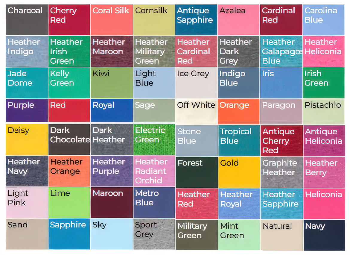 Men / Unisex Colour Shirt | Softstyle 100% Cotton Tee showcasing a wide range of vibrant garment colours.