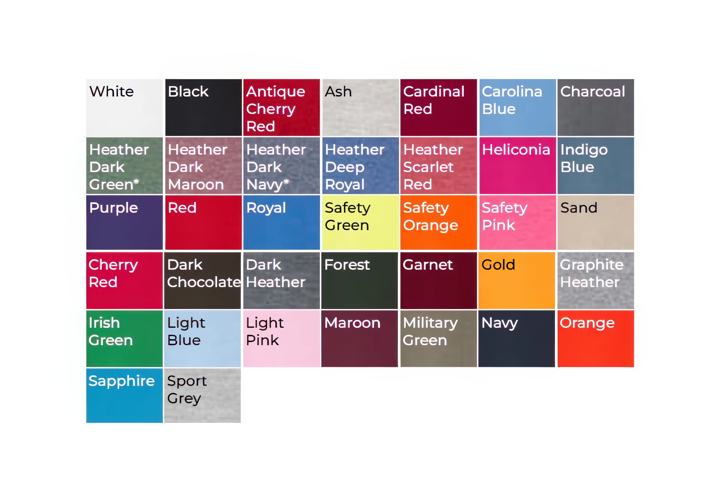 Crewneck Sweatshirt | Heavy Blend color swatches including white, black, red, blue, green, and more options.