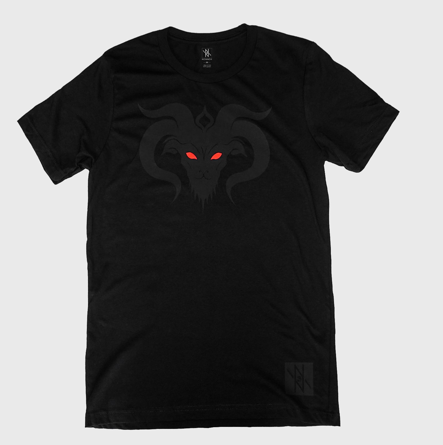 Front view of the Noir et Noir GOAT unisex T-shirt with black-on-black matte print, showcasing the bold GOAT design. Ideal for modern, stylish wear for all genders. Available now in the Design Collection.