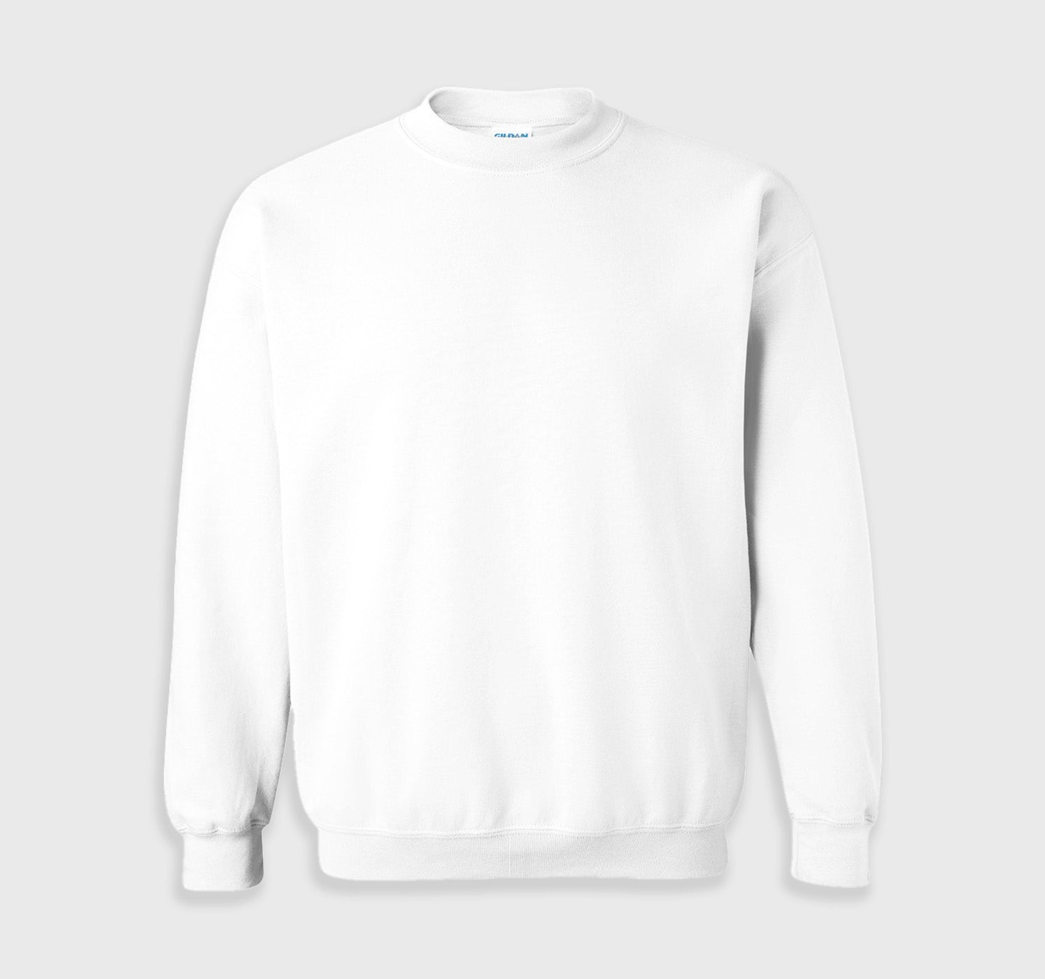 Crewneck Sweatshirt | Heavy Blend in white, cotton-polyester blend, classic fit with ribbed cuffs and crew neck design.