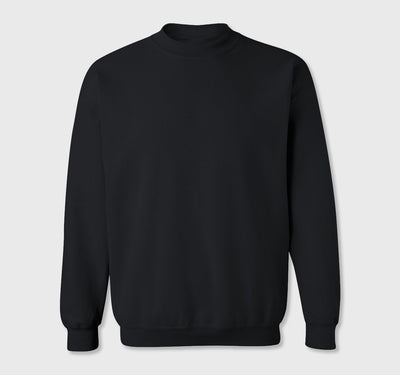 Crewneck Sweatshirt | Heavy Blend in black, classic fit with cotton-polyester blend, ribbed cuffs and crew neck design.