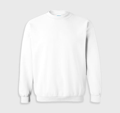 Crewneck Sweatshirt | Heavy Blend in white, cotton-polyester blend, classic fit with ribbed cuffs and crew neck design.