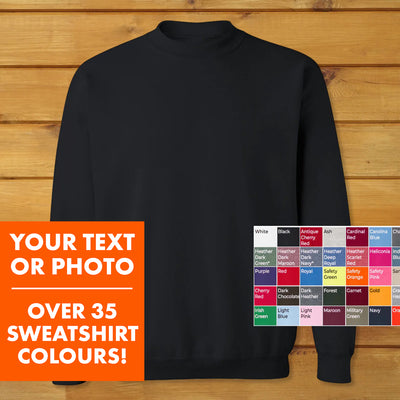 Crewneck Sweatshirt | Heavy Blend in black with customizable colors, classic fit, and durable cotton-poly blend.