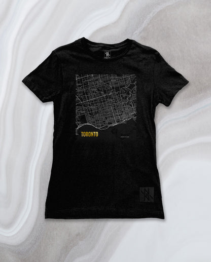 woman's Toronto map t shirt by noir et noir