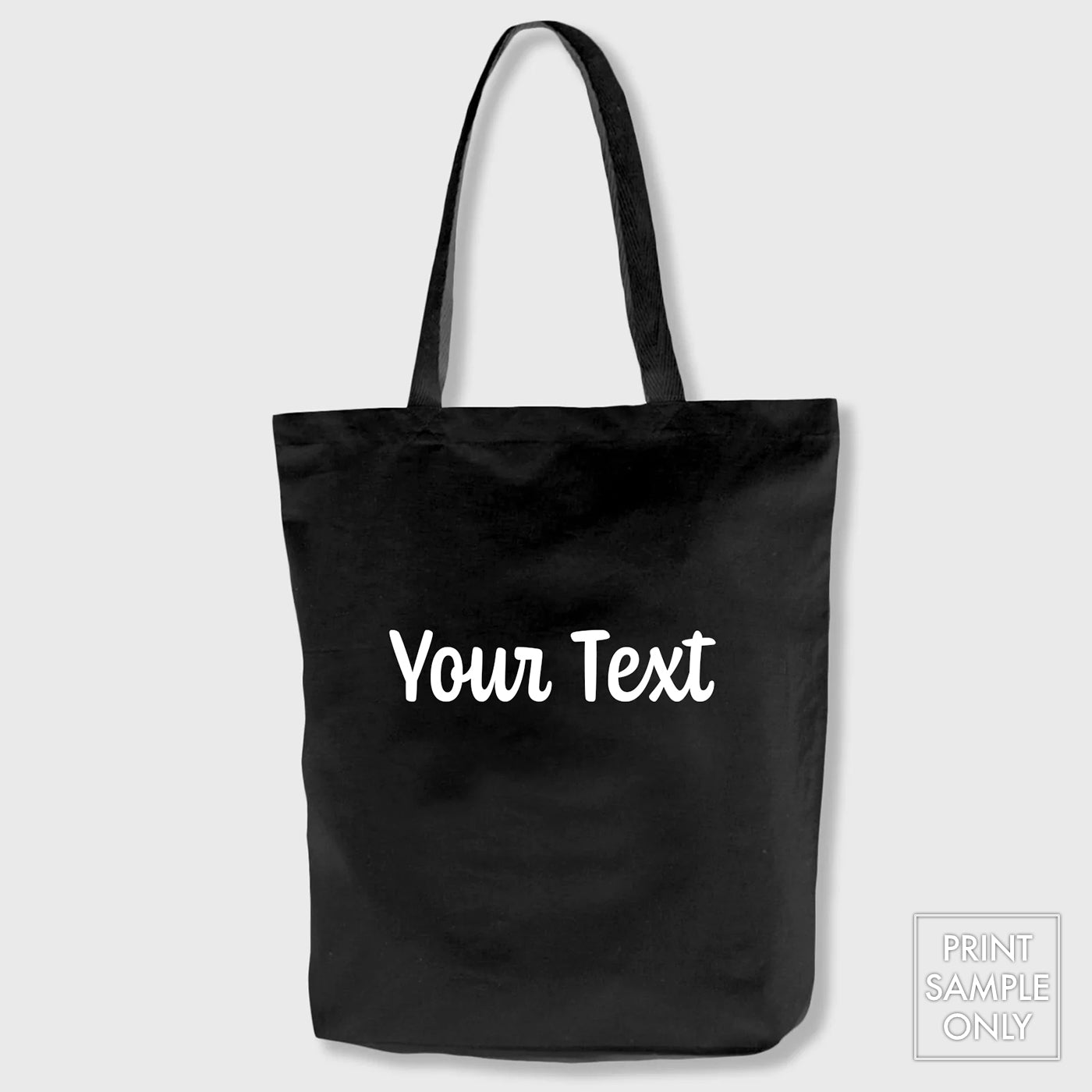 Noirtees by Noir et Noir, photo of a customized black lightweight totebag - Text only