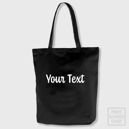 Noirtees by Noir et Noir, photo of a customized black lightweight totebag - Text only