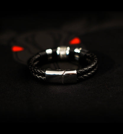 Black Woven Leather Bracelet