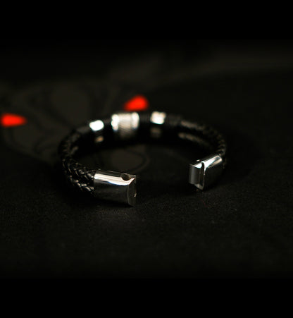 Black Woven Leather Bracelet